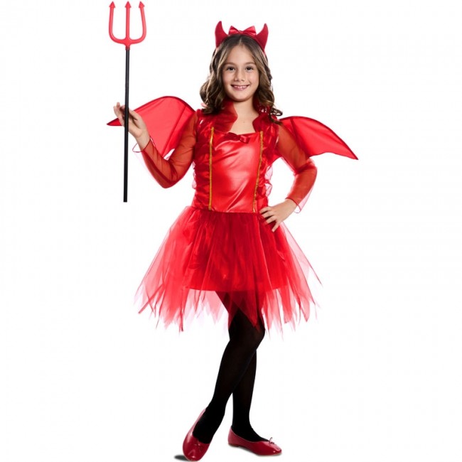 Costume Diavoletta rossa con ali bambina per Halloween e seminare paura