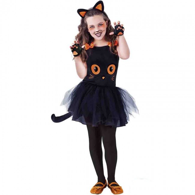 Costume da Gatto nero con tutù per bambina