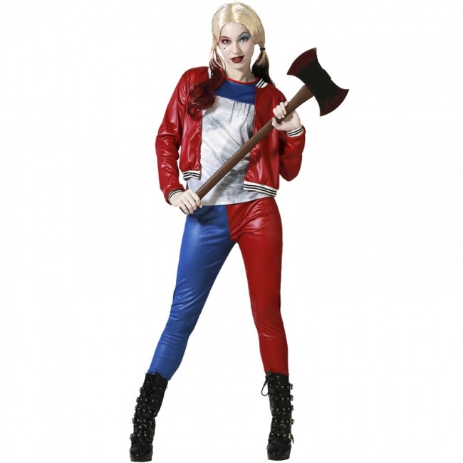 ▷ Costume Harley Quinn blu e rosso donna più terrificante di Halloween