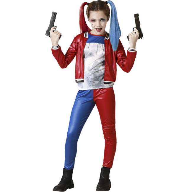 Costume da Harley Quinn blu e rosso per bambina