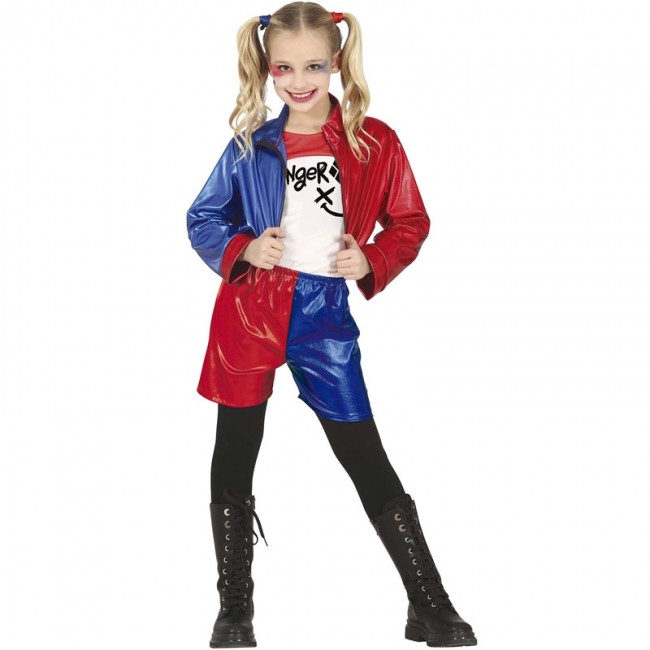 Costume Harley Quinn Suicide Squad bambina per Halloween e seminare paura