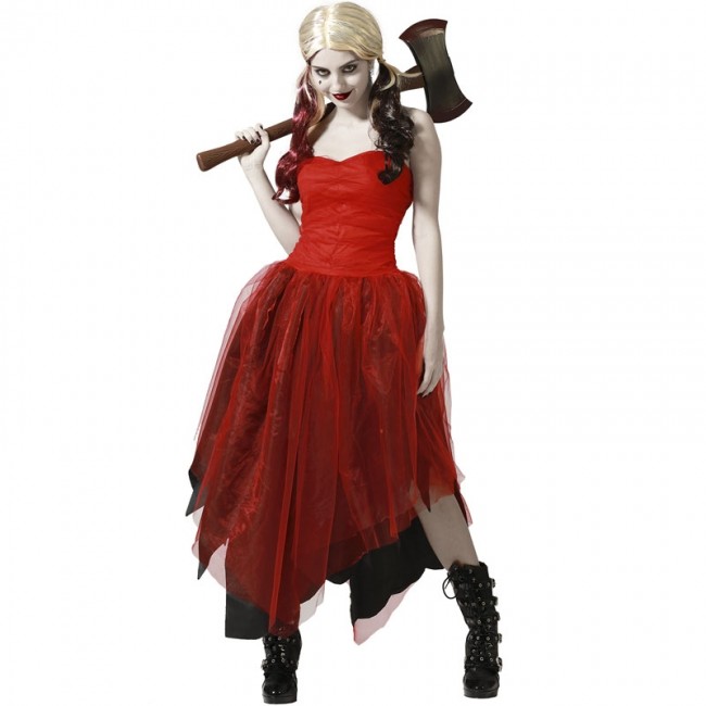 ▷ Costume Harley Quinn rosso donna più terrificante di Halloween