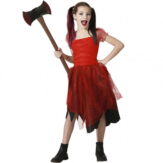 ▷ Costume Harley Quinn rossa bambina per Halloween e seminare paura