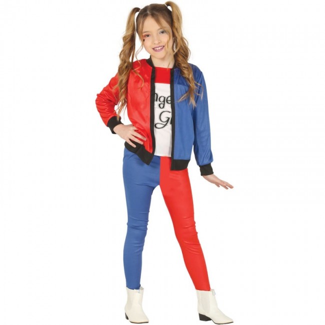 Costume Harley Quinn Villain bambina per Halloween e seminare paura