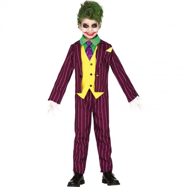 Costume Joker Bambino Pagliaccio Clown Batman Vestito Carnevale Halloween