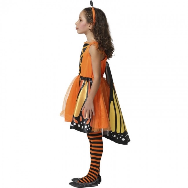 Costume farfalla arancione con dettagli per bambina