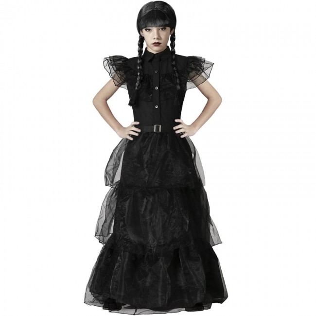 ▷ Costume Mercoledì Addams danza bambina per Halloween e seminare paura