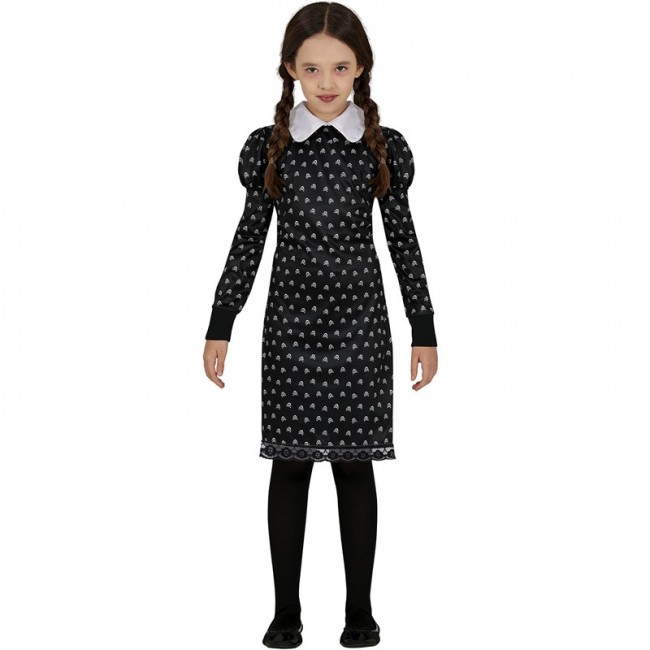 Costume da Mercoledì Addams di Tim Burton per bambina