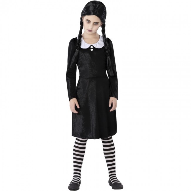 ▷ Costume Mercoledì Addams nero bambina per Halloween e seminare paura
