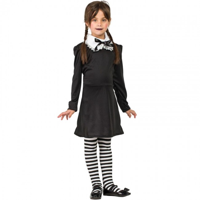 Costume per bambini di mercoledì Addams, abito di Halloween del