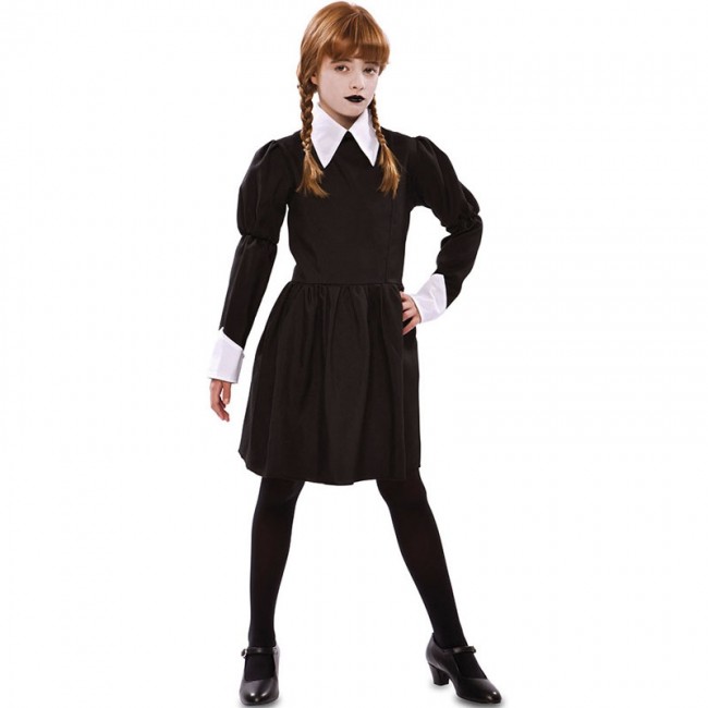 Costume Mercoledì Addams sinistra bambina per Halloween e seminare paura