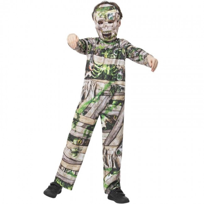 Ragazzi Bambino Zombie Spaventoso Scheletro Mummia Halloween Costume Maschera 