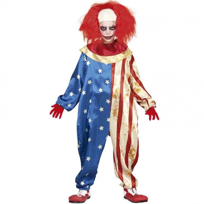 Costume Pagliaccio patriota bambino per Halloween e seminare paura