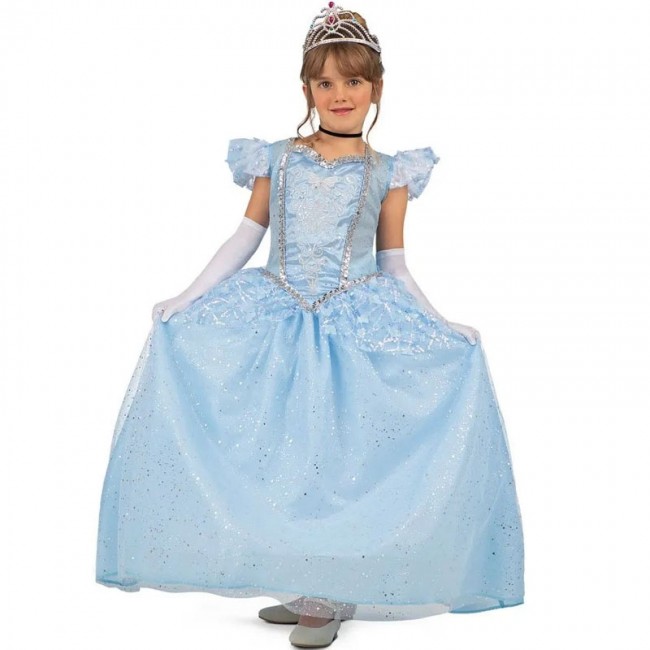 Snyemio Vestito Cenerentola Bambina Costume Principessa Blu Bimba