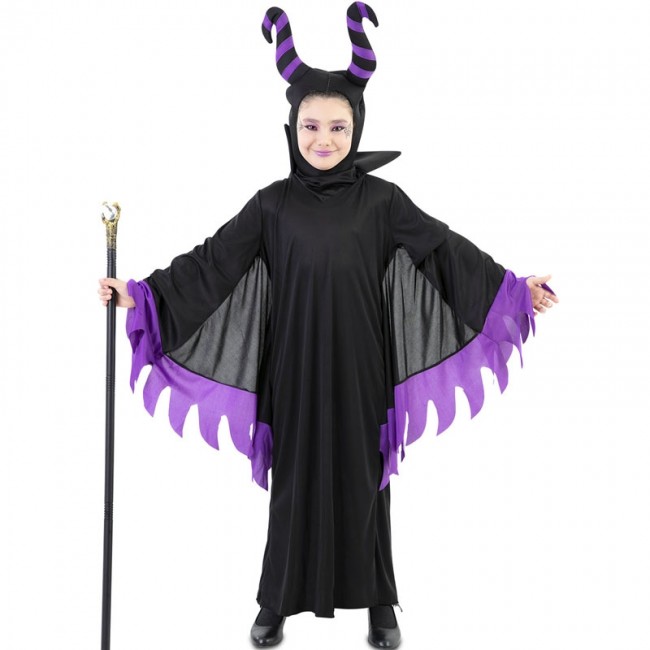 Costume strega Maleficent bambina per Halloween e seminare paura