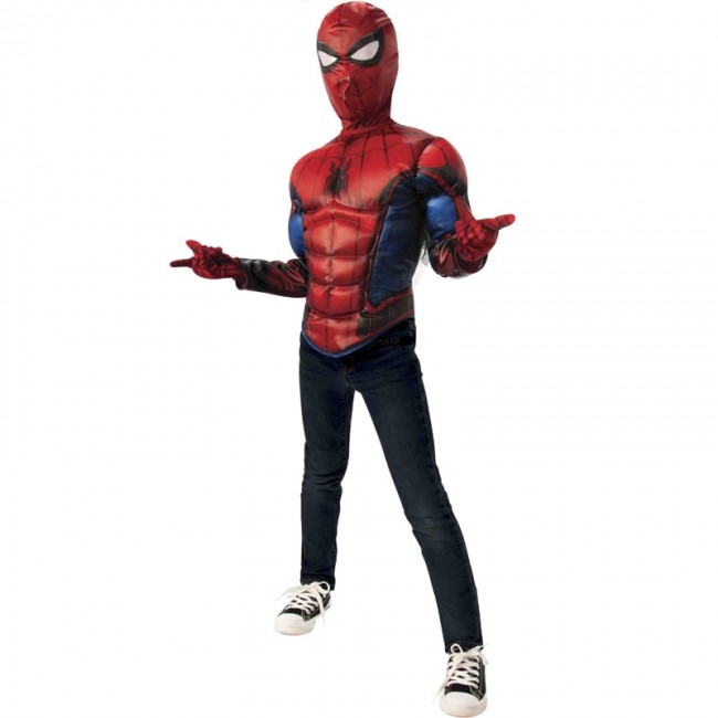 Costume di ultimo spiderman con muscoli per bambino