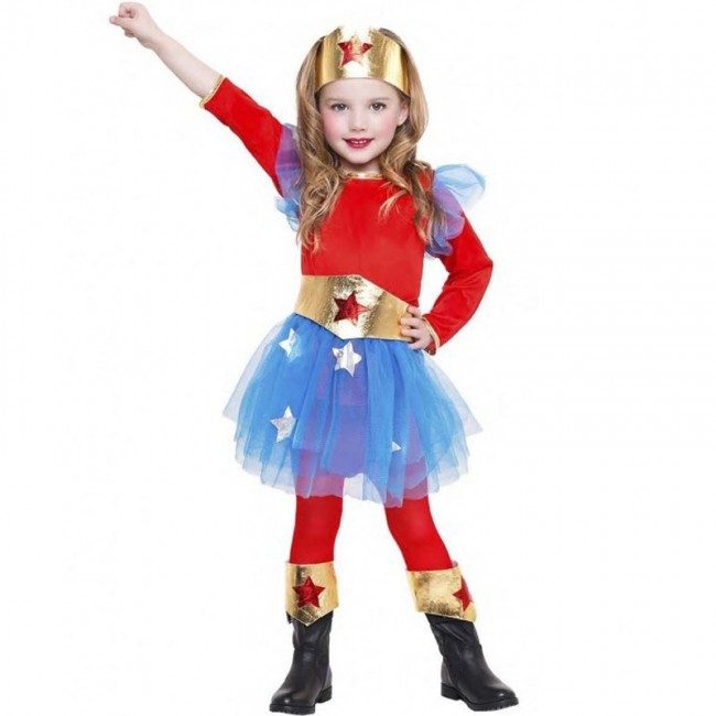 Costume Carnevale Bambina SuperEroina Wonder Woman Amscan-varie taglie