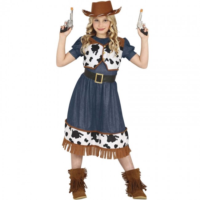 ▷ Costume Cowgirl con stampa di mucca per bambina