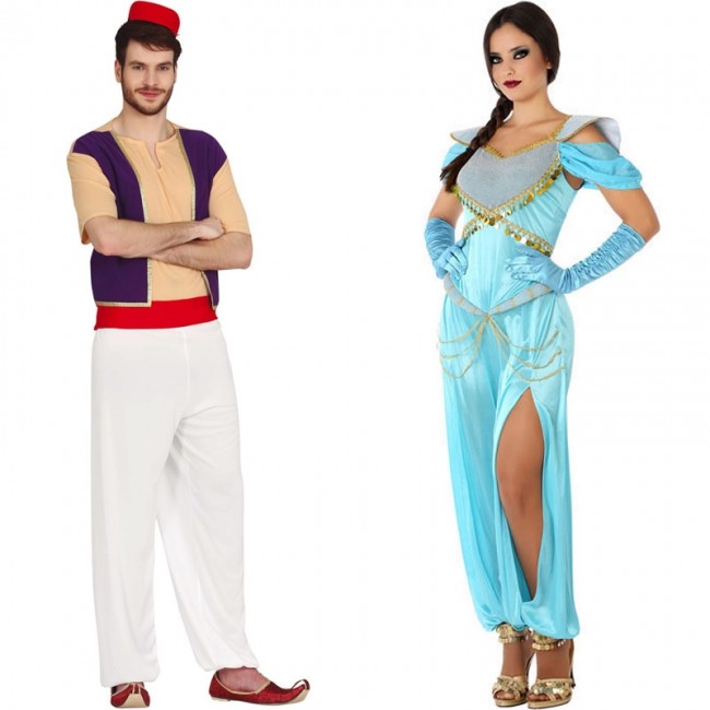 Vestiti di Carnevale di coppia Aladdin e Jasmine online