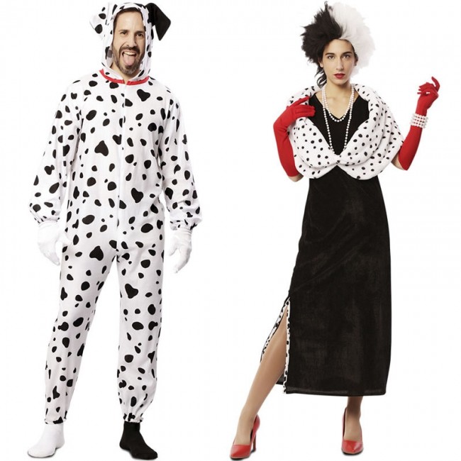 Vestiti di Carnevale di coppia Crudelia de Vil e cane dalmata online