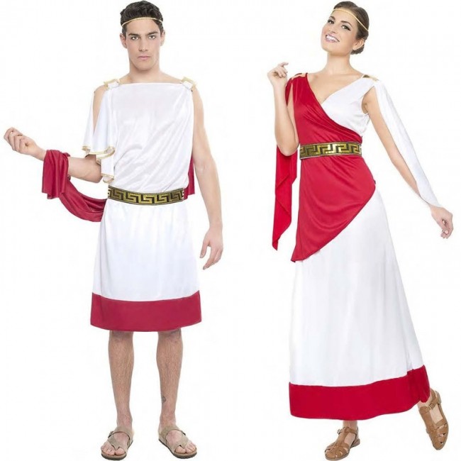 Coppia di costumi antichi romani o greci per Carnevale e toga party
