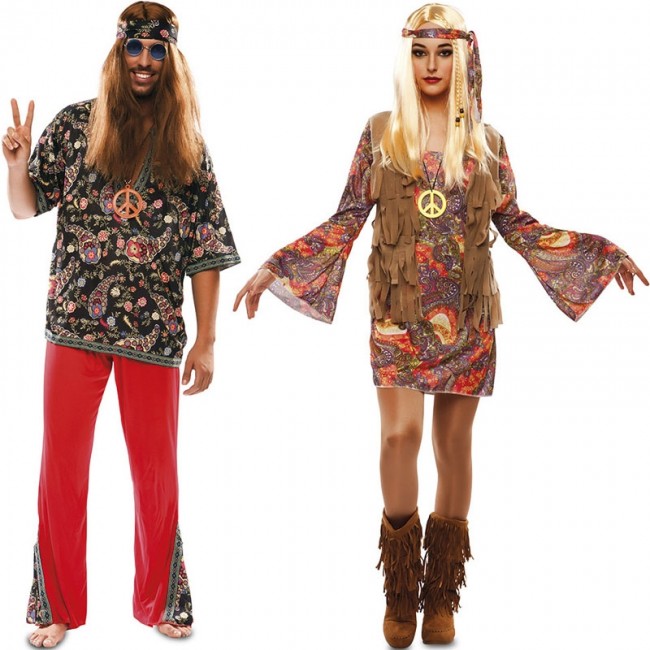 Vestiti di Carnevale di coppia Hippies adulti online