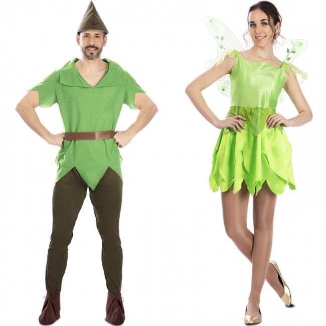 Vestiti di Carnevale di coppia Peter Pan e la fata verde online