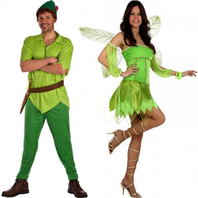 Vestiti di Carnevale di coppia Peter Pan e Fata verde online