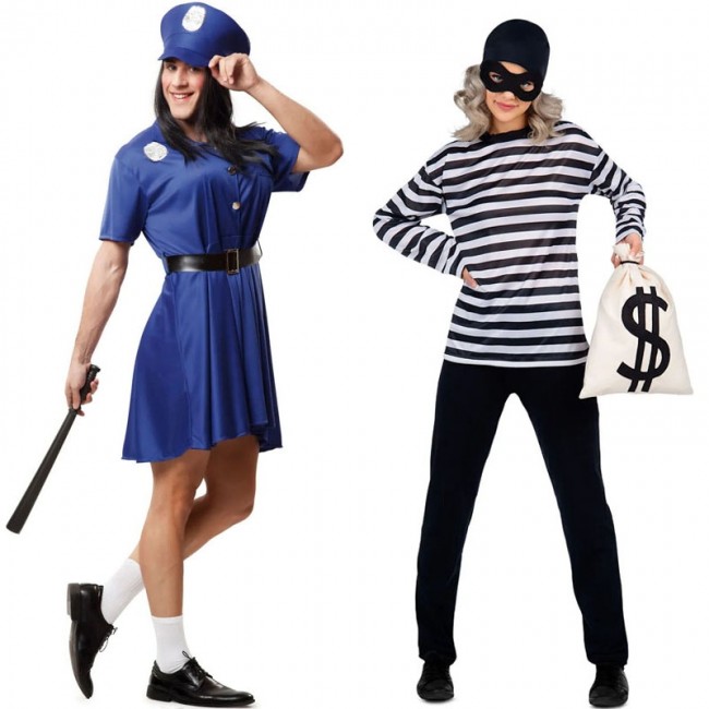Costume di coppia Poliziotto e rapinatore per adulti