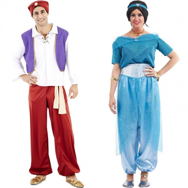 Costume di coppia Principe Aladino e principessa Jasmine per adulti