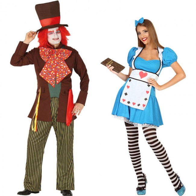 Vestiti di Carnevale di coppia Cappellaio Matto e Alice paese meraviglie  online