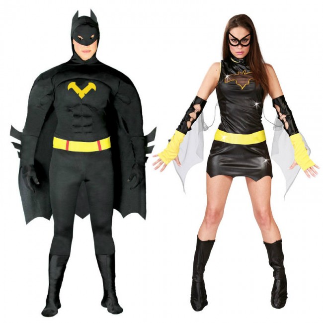 Vestiti di Carnevale di coppia Bat Hero e Batgirl online