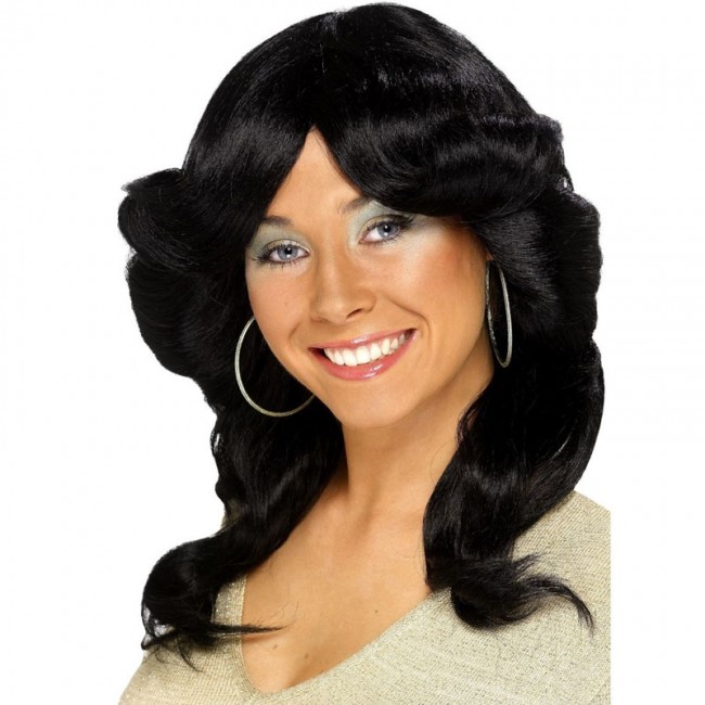 Parrucca donna anni '70 nera
