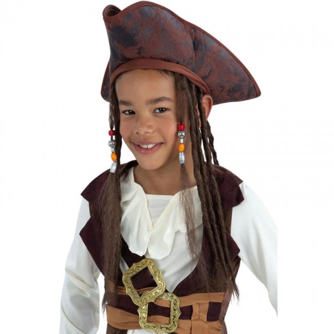 Cappello e parrucca da pirata Jack Sparrow per bambini