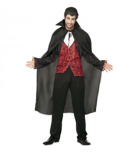 Costume mantello nero con cappuccio uomo per Halloween e serata di paura
