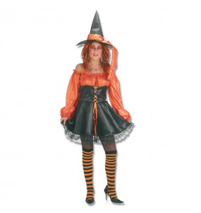 Costume Strega arancione donna per una serata ad Halloween 
