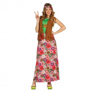 Travestimento Hippie lungo donna per divertirsi e fare festa