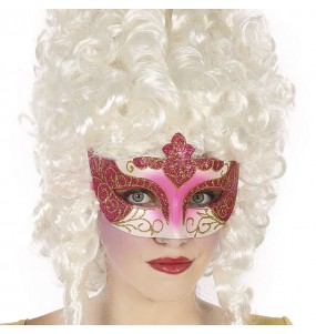 Maschera veneziana rossa con brillantini per completare il costume