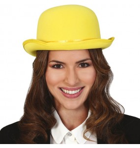 Cappello a bombetta giallo deluxe per completare il costume