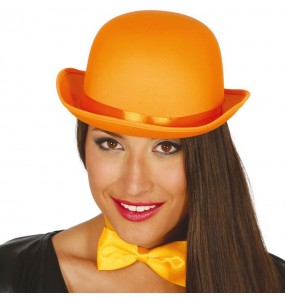 Cappello a bombetta arancione deluxe per completare il costume