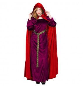 Mantello medievale con cappuccio di colore rosso per completare il costume