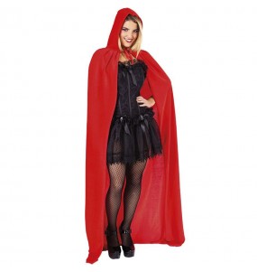 Mantello in velluto rosso con cappuccio per completare il costume di paura