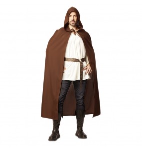 Mantello medievale con cappuccio marrone per completare il costume