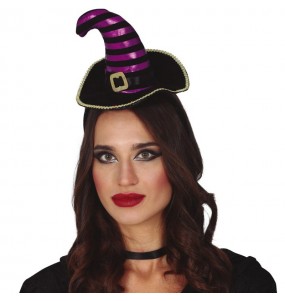 Mini cappello da strega nero e lilla per completare il costume di paura