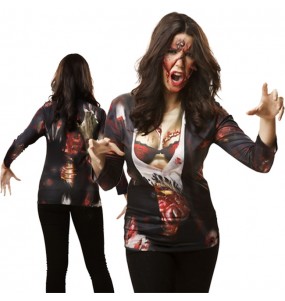 Costume T-shirt Zombie donna per una serata ad Halloween