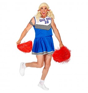 Costume da Cheerleader travestita blu per uomo