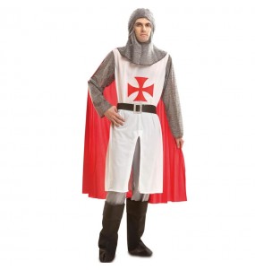 Costume da Cavaliere medievale con mantello rosso per uomo