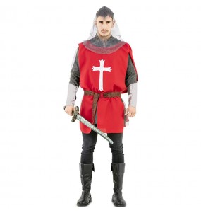 Costume da Crociato medievale rosso per uomo