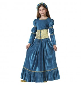 Costume da Fanciulla medievale blu per bambina