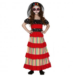 Vestito Scheletro del giorno dei morti bambine per una festa ad Halloween